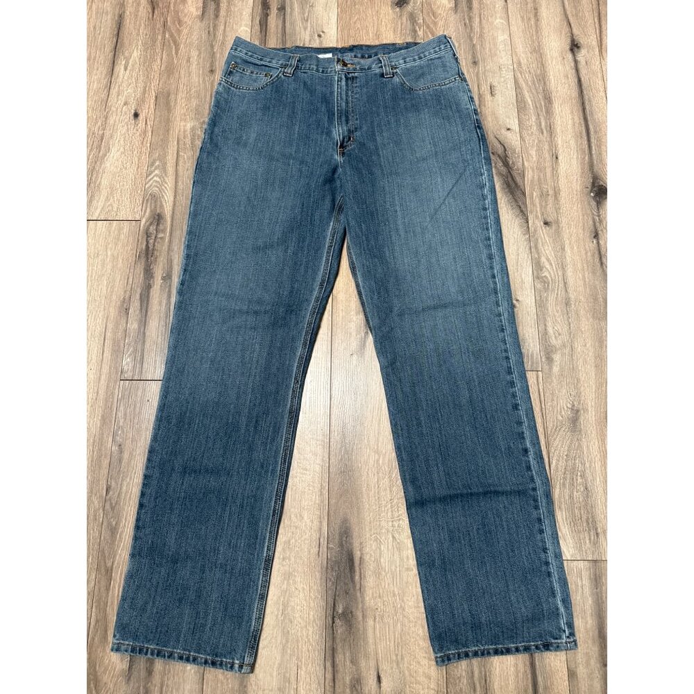 Carhartt Mens Straight Leg Blue Denim Jeans 38x36 86% Cotton 14% Polyester Machi